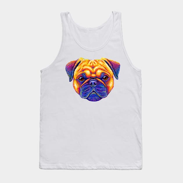 Colorful Rainbow Pug Dog Tank Top by rebeccawangart